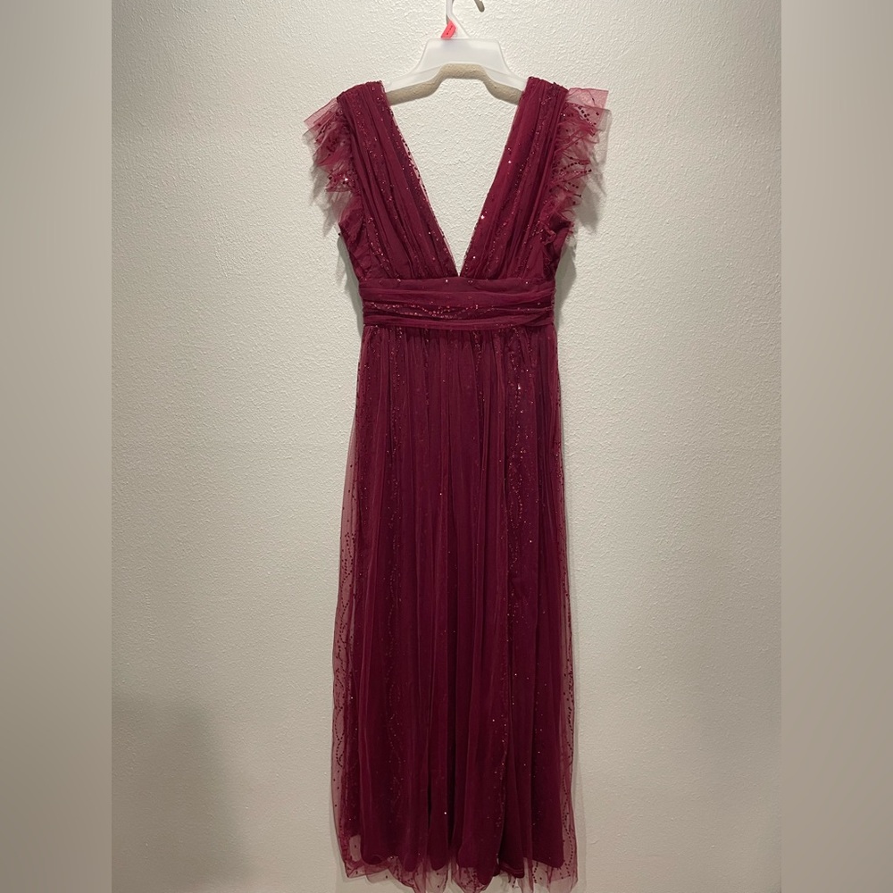Baltic born- MAROON formal shimmer maxi dress